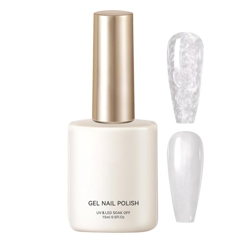 Gel de esmalte de uñas: efecto de remolino de nacarado, diseño de textura de concha de dibujo de precisión, barniz artístico de uñas brillante, para estuche de accesorios con alto contenido