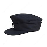yanmengma Size XL Reproduction WWII German EM M43 Panzer Wool Field Cap Balck HAT Black