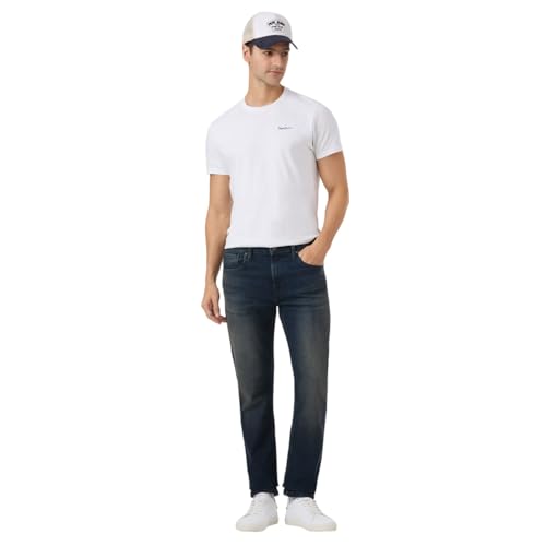 Image of Men Blue Mid Rise Straight Fit Jeans