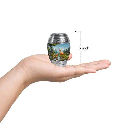 Image of Deer Urn Keepsake Urn for Female 3 Inch 4 Qty | Cremation Urns for Ashes Adult Male Funeral Urns for Human Ashes Adult Man