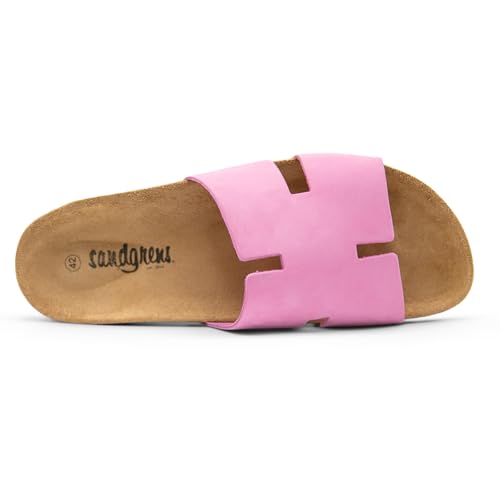 Image of Sandgrens Handmade Unisex Cork Slides | European Top Grain Leather Sandals with Soft Suede Footbed and EVA Rubber Sole | Avila
