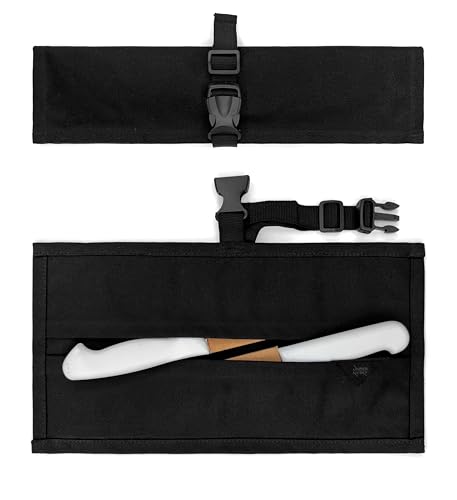 Knife Roll Apron Heavy Duty Canvas Leather Support Black | Heavy Duty Canvas Leather Support Folds into a Knife Roll Pro Chef BBQ Butcher Bartender Tool product thumbnail 11