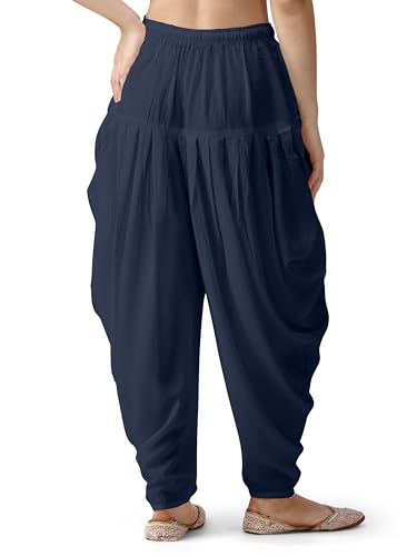 Image of Mehrang Loose Fit Rayon Dhoti Pant for Women Patiala Slawar Bottom Wear Harem Pants, Waist Free Size (26 Inch to 38 Inch)