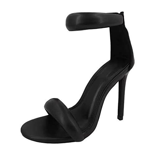 Sandalias Mujer Tacon Fino Verano Sandalia Fiesta Sexy Cierre de Hebilla Sandalias de Vestir Elegantes con Cordones sandalia Comodas Brillo Dorada Moda Zapatos Punta Abierta Para Boda Pole Dance 2025