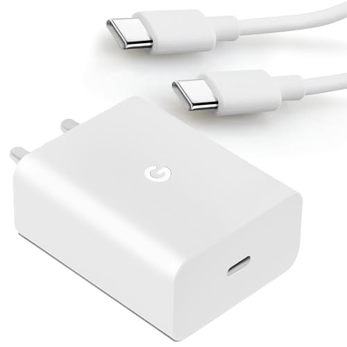 Image of Hoerrye Google 30W Type C to C Fast Charging Charger with 1M Cable for Pixel 9 Pro /8 Pro /8 /8a /Pixel 7 Pro /7 /7a /Pixel 6 Pro /6 /6a & Other SB C Android Phone|Support Rapid Charge Power Adapter,White