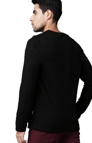 Image of LEOTUDE Regular Fit Cottonblend Full Sleeve Printed Men's T-Shirt (Color Maroon)