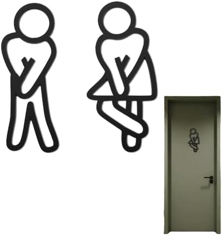 Bathroom Door Signs for Women Men Office Restaurant Restroom Decor Funny Toilet Decorations Wc Door Accessories Washroom Restroom Plaques for Business Bathroom Toilet Signs for 2 image 3