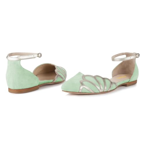 Milooey shoes Women's Casual Pointed Toe Ballet Flats Chunky Low Heels D'Orsay Flat Comfort Ankle Strap Shoes Size 4-16 US4