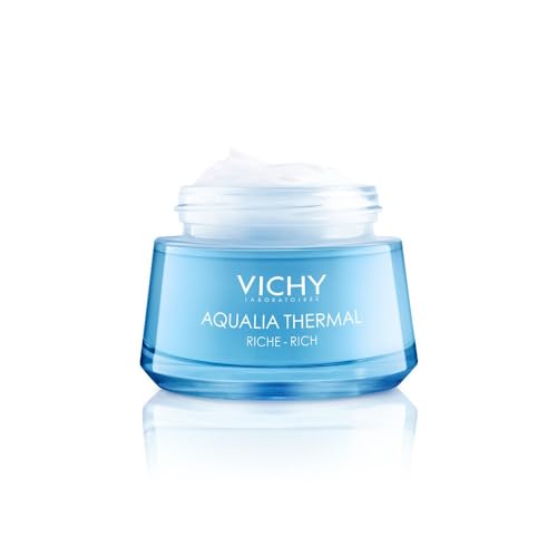 VICHY Reichhaltige Gesichtscreme für trockene bis sehr trockene Haut, Aufpolsternd und beruhigend, 48 Stunden Feuchtigkeit, Mit Hyaluron und pflanzlichem Zucker, Aqualia Thermal, 50 ml