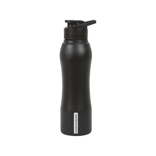 SignoraWare Oxy Stainless Steel Bottle | Airtight & Leakproof | Sleek, Lightweight & Easy to Clean | Durable & Rust-Resistant | Ideal for Office, School, Gym, Travel & Outdoor Use (750ml | Black)