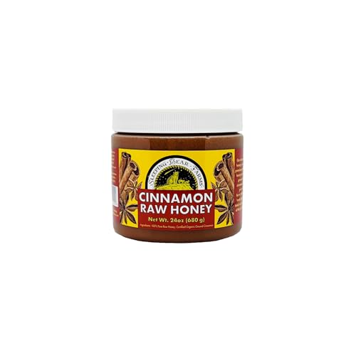 1.5 pound (24oz) Cinnamon Raw Honey - Untreated Unprocessed Creamy Raw Honey w/Certified Organic Cinnamon - Sleeping Bear Farms