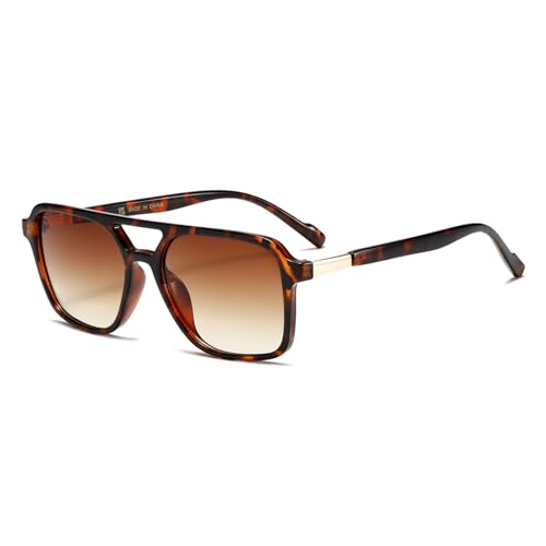 YAMEIZE Occhiali da Sole Classici a Doppio Ponte Rettangolari -