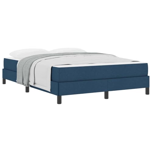 vidaXL Boxspringbett mit Matratze Blau 140 x 200 cm Stoff, Moderner Schlafzimmer-Bettgestell, rechteckiger Boxspring, gemütliche Plattform, langlebige Schlaflösung, Elegantes Design