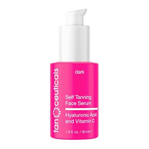 Tanceuticals Self Tanning Face Serum - Color-Correcting and Hydrating with Vitamin C & Hyaluronic - Facial Self Tanner for Natural Looking & Long Lasting Sunless Tan - 1 oz (Dark) Cover