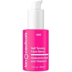 Tanceuticals Self Tanning Face Serum - Color-Correcting and Hydrating with Vitamin C & Hyaluronic - Facial Self Tanner for Natural Looking & Long Lasting Sunless Tan - 1 oz (Dark)