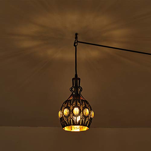 Ylong-Zs Hanging Lamps Swag Lights Plug In Pendant Light,Retro Style,Vintage Loft Design,Black Basket Cage Hanging Ceiling Lamp,Industrial Lighting Fixture And Decoration For Living Room Bedroom #TOP4