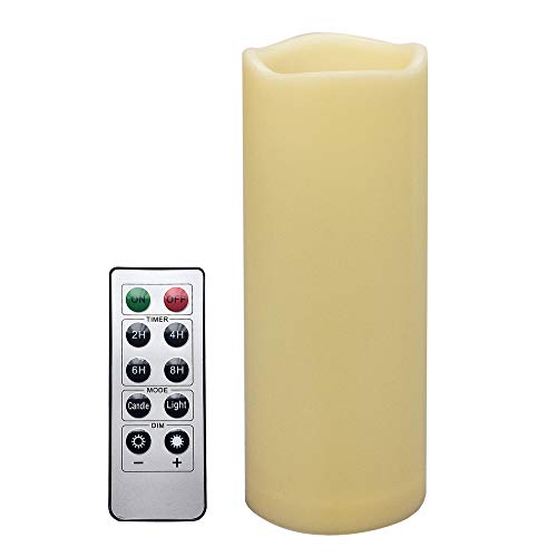Image of iZAN 1 PCS Outdoor Flameless LED Pillar Candle with Remote & Timer - Long Lasting Waterproof Flickering Battery Operated Electric Candle for Christmas Lantern Party Wedding Decoration 3 inchx8 inch