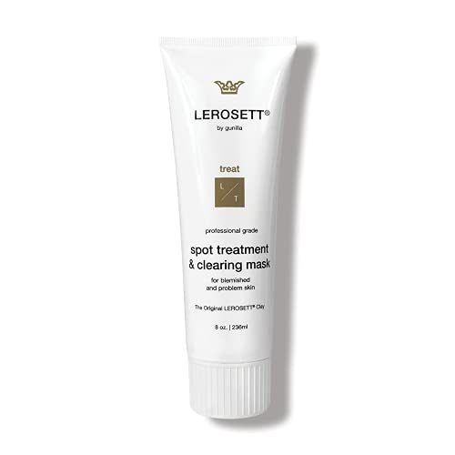 LEROSETT Spot Treatment & Clay Mask | Best Clay Mask, Detox, Clear Pimples, Acne, Blackheads, Oily Skin, Pore Size. No-Fuss, No Additives, 100% Organic, Spa-Grade. 80-Masks. Made in Sweden 8oz