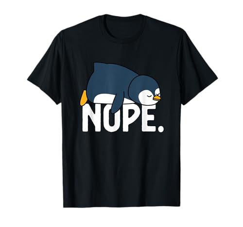 Product Image of the Blissss Funny Nope Not Today Lazy Penguin Animal Lover T-Shirt - Black, Unisex-Adults, Short Sleeve, Cotton 100% Polyester 0%, Small