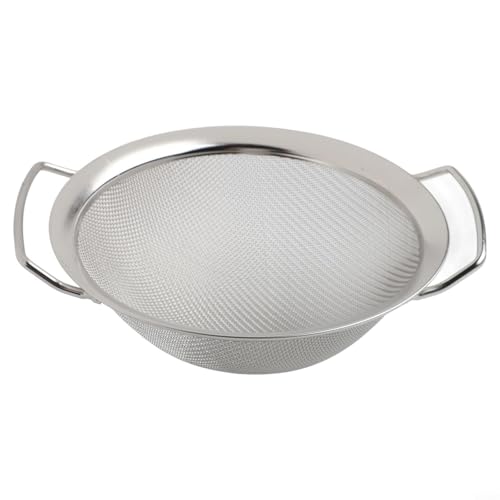 Cesta coladora de malla fina de acero inoxidable con asas dobles, colador de harina, filtro de alimentos, tamaños de 16 a 28 cm, diseño apilable para cocina, cocina y horneado (16 cm)