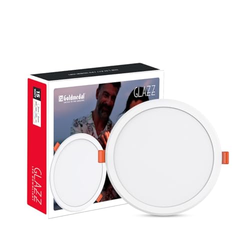 Image of Goldmedal Glazz 15W Round Ceiling Light | Recessed LED Downlight for False Ceiling |Cut Out :6.02 Inch |Downlight for Home,Hall,Room,Kitchen,Office,Shop | Neutral White (4000K)