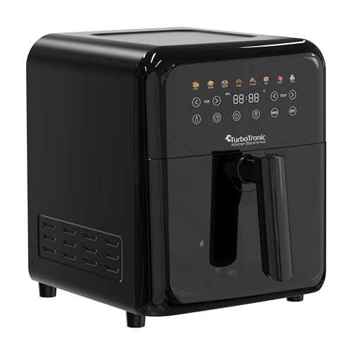 TurboTronic Heißluftfritteuse XXL 6 Liter, 1600W, 8 Programme, Timer, Airfryer Heissluftfritteuse Digital Fritteuse Fettfrei 1-60 Min Modernes Power Metall Design (Schwarz) – Bild 5