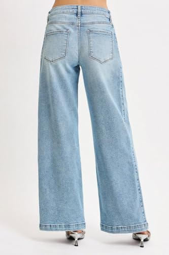Risen Jeans - Mid Rise Fit Wide & Barrel Transferable Leg Snap Closed Hem Jeans - PW212552