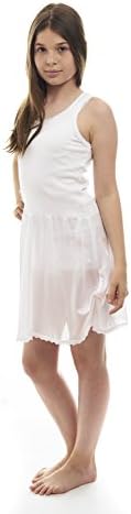 Coral Kids Cotton/Poly V Neck Non Cling Girls Full Slip (12, White)