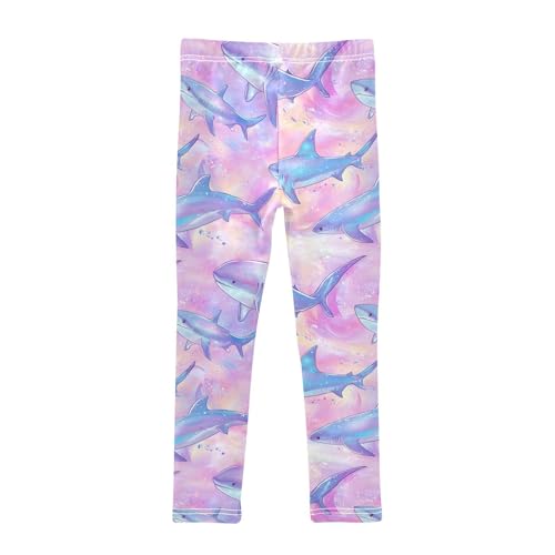 Cute Sharks Girls' Leggings Toddler Doodles Rainbow Kids Yoga Pants Dance Active Tights 4T2