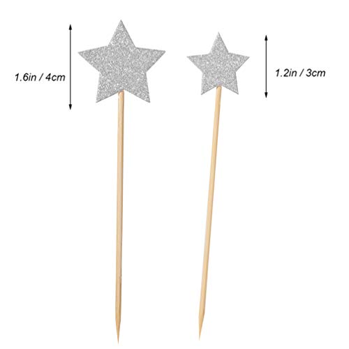 IMIKEYA 36 Pcs Star Cake Topper Picks Glitter Twinkle Star Cupcake Picks Para Party Wedding Day Dia
