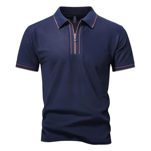 Polo classique à col zippé homme CHUNOTU - T-shirt de golf et tennis