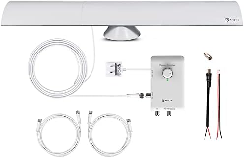 HD Smart Bar HDTV Antenna with High Gain and Built-in 4G LTE Filter, Long Range Multi-Directional Reception, AT-500SBS White