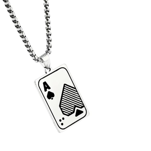 Collier As de Pique Argent 925 Anti-Ternissement, Pendentif Poker Durable