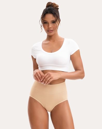Image of INNERSY Women's High Waisted Underwear Cotton Panties Regular & Plus Size 5-Pack
