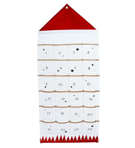 50X120Cm, Calendário do Advento Suspenso com 24 Bolsos, de Bolso Reutilizável 2026 Calendário do Advento de Natal para Preencher-se (red)