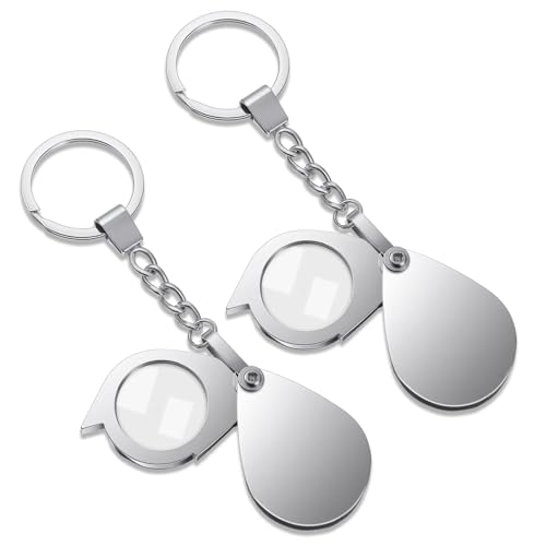 2PCS Pocket Magnifying Glass 20x, Folding Mini Jeweler's Loupe with