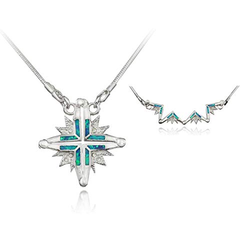 Pendentif croix opale bleue feu synthétique amovible bijou prestige