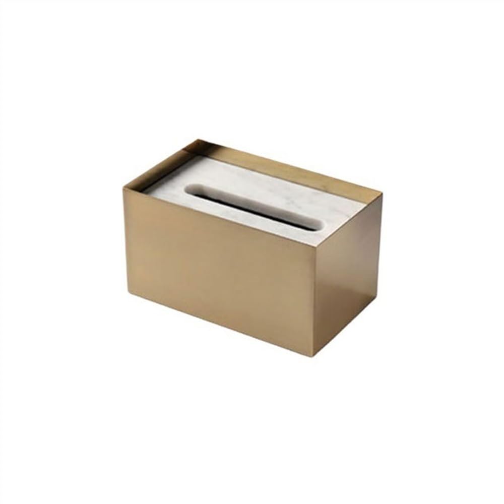 Tissue Holder Marble Stainless Steel Tissue Box Living Room Light Luxury Upscale Coffee Table Drawer Household Napkin Storage Facial Box Decor(White,Large)