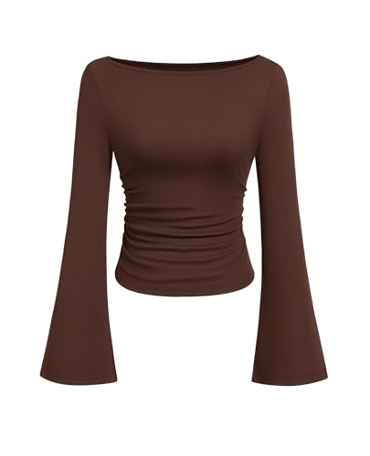 PRETTYGARDEN Womens Long Sleeve Shirts 2026 Spring Crop Going Out