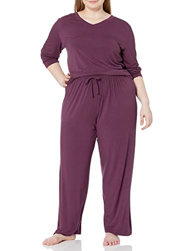 Casual Moments Women's Plus Size Pajama Set, V-Neck Top X