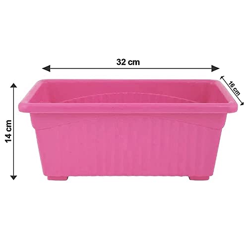 Image of Rectangular Plastic Pots for Plants, Window Flower Pots for Home, Window Display, Garden (Multicolor 14 inch - 3 pc)