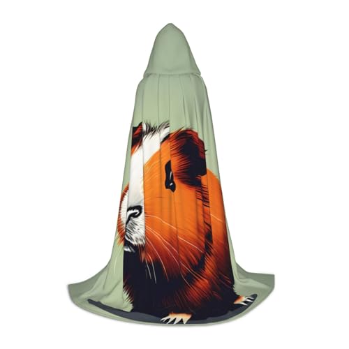 Mini poncho de capa con capucha de Halloween, estampado de conejillo de indias, capa de cosplay, patrones vibrantes para fiestas