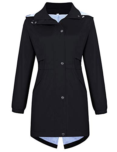 Avoogue Women's Black Large Waterproof Windbreaker Rain Coat - Image 6