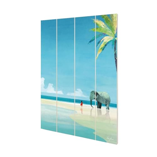 Plaque en bois éléphant plage Henry Rivers, cadeau déco idéal