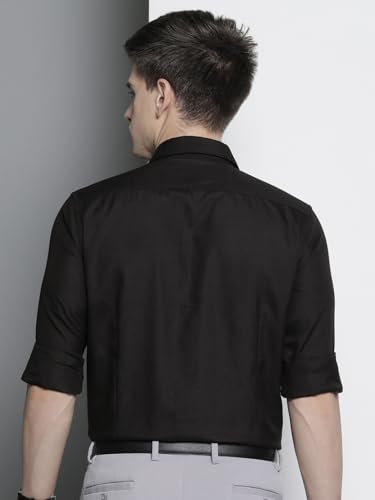 Image of The Indian Garage Co Men Slim Fit Solid Full Sleeves Cutaway Collar Formal Shirt