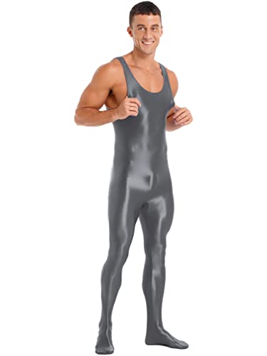 Linjinx Men's Shiny Oil Glossy Body Stocking Footed Dance Tights Night Club Gay Wear Jumpsuits3