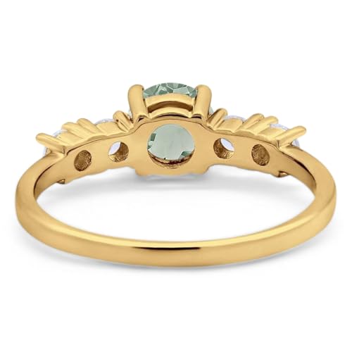 OMRANII Art Deco Five Stone Round Natural Green Amethyst Prasiolite Vintage Style CZ Wedding Engagement Rings For Women 925 Sterling Silver Gifts For Her3