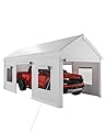 10x20 ft Heavy Duty Carport with Removable Sidewalls, Waterproof Outdoor Garage Tent for Cars/Trucks/Boats, Portable Storage Shelter with Roll-Up Windows & Doors