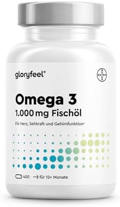 Omega 3 400 Kapseln – 1.000 mg Fischöl pro Kapsel | Essentielle Omega 3 Fettsäuren EPA & DHA – Laborgeprüft, in Deutschland entwickelt