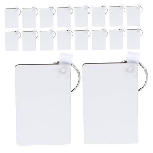 HEALSOPTHY 25個両面対応 長方形 無地キーホルダー 丈夫な接続システム付き 木製彫刻用ブランク 用軽量熱転写オーナメント 創意鍵飾り